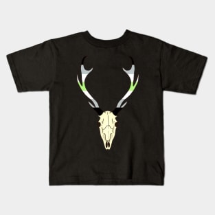 Agender Pride Deer Skull Kids T-Shirt